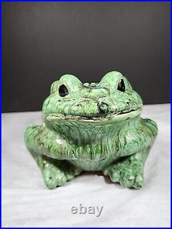 Large Arnels Ceramic Frog Toad Vintage Garden Figurine Dripware Melt Paint