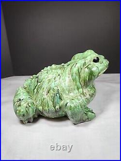 Large Arnels Ceramic Frog Toad Vintage Garden Figurine Dripware Melt Paint