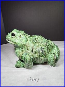 Large Arnels Ceramic Frog Toad Vintage Garden Figurine Dripware Melt Paint