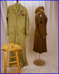 Large WWII Enlisted WAC Uniform big enough to fit modern woman + rare coverall