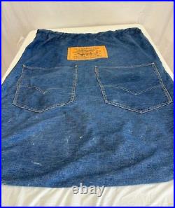 Levi Strauss RARE Vintage Denim Drawstring Bag Laundry Levi Big E Label