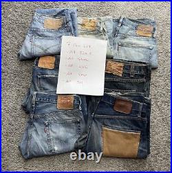 Levis Vintage Clothing Collection Lot of 7 Jeans ALL BIG E LVC Selvedge Rare 501