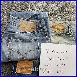 Levis Vintage Clothing Collection Lot of 7 Jeans ALL BIG E LVC Selvedge Rare 501