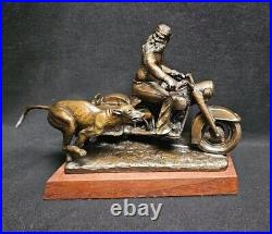 Limited Edition Bronze Harley Davidson Statue Rare Run With Big Dog'92 64/1500