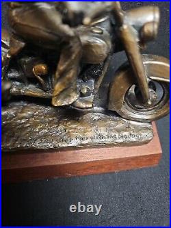 Limited Edition Bronze Harley Davidson Statue Rare Run With Big Dog'92 64/1500