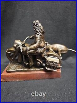 Limited Edition Bronze Harley Davidson Statue Rare Run With Big Dog'92 64/1500