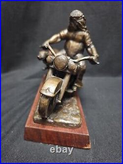 Limited Edition Bronze Harley Davidson Statue Rare Run With Big Dog'92 64/1500