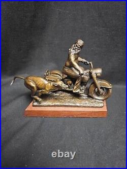 Limited Edition Bronze Harley Davidson Statue Rare Run With Big Dog'92 64/1500