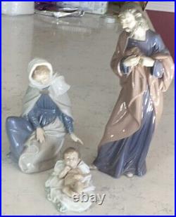 Nao By Lladro 3piece Nativity Set #7026 Glossy & Rare Crèche /stable Collectors