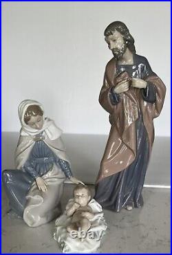 Nao By Lladro 3piece Nativity Set #7026 Glossy & Rare Crèche /stable Collectors