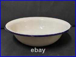 Old Vintage Rare Unique Porcelain Enamel Iron Big Bowl, Collectible