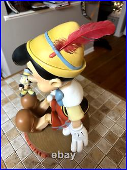 Pinocchio and Jiminy Cricket Big Fig Resin Statue 18 in. On Stand Very Rare