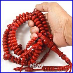 Premium Rare Big size Red Coral Sea Marjan Tijani Tasbih Prayer Beads