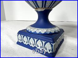 RARE 1891 WEDGWOOD DARK BLUE DANCING HOURS URN WithLID & HANDLES LOVELY