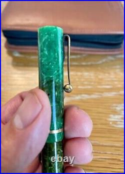 RARE 1920's MOORE #85 Green Fountain Pen Boston fine flexible BIG #5 nib