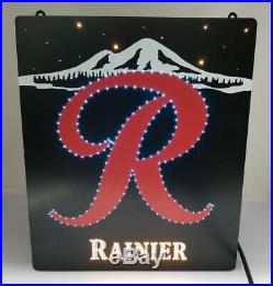 RARE 1988 Vintage Rainier Beer Big R Fiber Optic Lighted/Blinking & Color