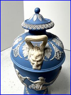 RARE 19th CENTURY WEDGWOOD BLUE DANCING HOURS URN WithLID & HANDLES NICE