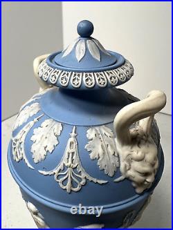 RARE 19th CENTURY WEDGWOOD BLUE DANCING HOURS URN WithLID & HANDLES NICE