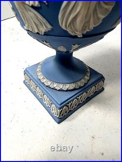 RARE 19th CENTURY WEDGWOOD BLUE DANCING HOURS URN WithLID & HANDLES NICE