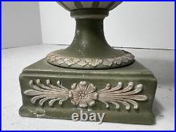 RARE 19th CENTURY WEDGWOOD GREEN DANCING HOURS URNS #1202 PAIR ONE A/F