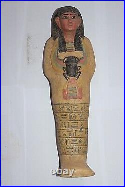 RARE ANCIENT EGYPTIAN ANTIQUE BIG USHABTI Statue With Protection Tomb Scarab