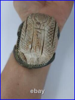 RARE ANTIQUE ANCIENT EGYPTIAN Scarab Bracelet Big with Magic Hieroglyphic