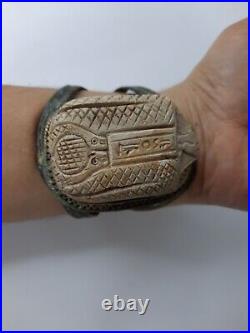 RARE ANTIQUE ANCIENT EGYPTIAN Scarab Bracelet Big with Magic Hieroglyphic