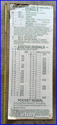 RARE ARIZONA BELLS BELL SIGNALS MINE METAL SIGN ANTIQUE OLD MINING BIG 46 x18