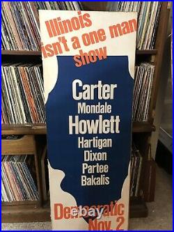 RARE BIG Vintage Carter Mondale Illinois Political Campaign Sign Howlett Dixon