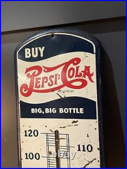 RARE DOUBLE DOT PEPSI Cola Sign Big Big Bottle Buy M-32 THERMOMETER 1932 Display