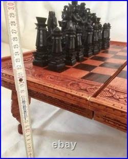 RARE! Elite Antique Chess Asiatic Indochina Table INLAY BIG Collectible #479