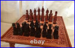 RARE! Elite Antique Chess Asiatic Indochina Table INLAY BIG Collectible #479