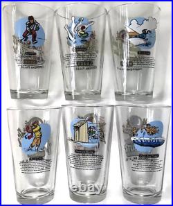 RARE Full Set 6 2003 Leinenkugels Beer Winter Sports Pint Glass NOS BIG BUTT