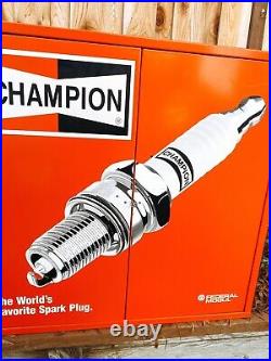 RARE NEW Champion Spark Plugs Auto Metal Wall Cabinet Big Logo Federal Mogul