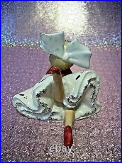 RARE VTG Inarco Christmas Poinsettia Big Bow Girl Angel Bloomer Figurine