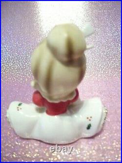 RARE VTG Napco Christmas Poinsettia Big Bow Girl Angel Bloomer Figurine