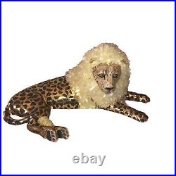 RARE Vintage MCM Big Cat Figurine Sculpture Cheetah Lion Crystal Mane 20