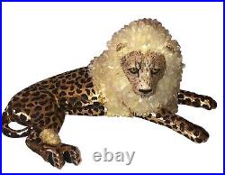 RARE Vintage MCM Big Cat Figurine Sculpture Cheetah Lion Crystal Mane 20