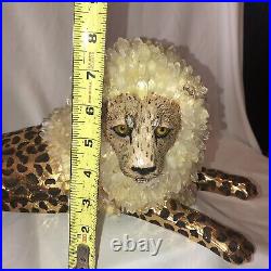 RARE Vintage MCM Big Cat Figurine Sculpture Cheetah Lion Crystal Mane 20