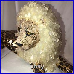 RARE Vintage MCM Big Cat Figurine Sculpture Cheetah Lion Crystal Mane 20