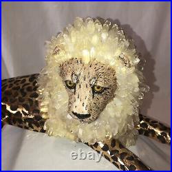 RARE Vintage MCM Big Cat Figurine Sculpture Cheetah Lion Crystal Mane 20