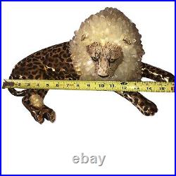 RARE Vintage MCM Big Cat Figurine Sculpture Cheetah Lion Crystal Mane 20