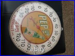 RARE vintage PEP UP big boy beverages 12 thermometer, patina! Working condition