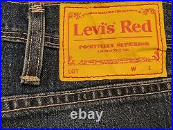 RaRe LEVI RED COLLECTION DENIM BLUE JEANS 37×31.5 big E Large Stitch Arcuate VTG