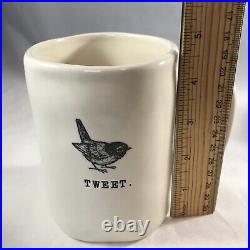 Rae Dunn BIG M Magenta Rare TWEET Bird Dimpled Ceramic Mug 16 oz
