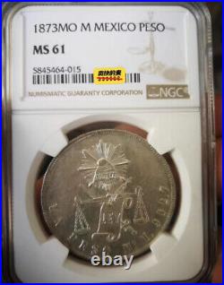 Rare 1873 Mo M Mexico Silver Coin NGC MS61 Big Eagle Collection