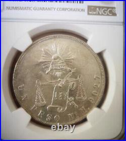 Rare 1873 Mo M Mexico Silver Coin NGC MS61 Big Eagle Collection