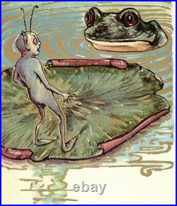 Rare 1907 Sam Schmucker Detroit Pub. Fantasy Postcard Small Creature Big Frog