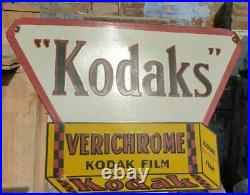 Rare 1930s Old Vintage Antique Kodak Film Adv. Porcelain Enamel Big Sign Board