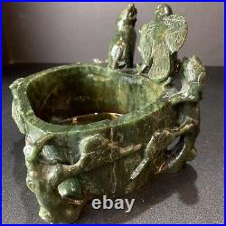 Rare 3 Lbs Big California Nephrite Emerald Jade Hand Crafted Cigarette Jar